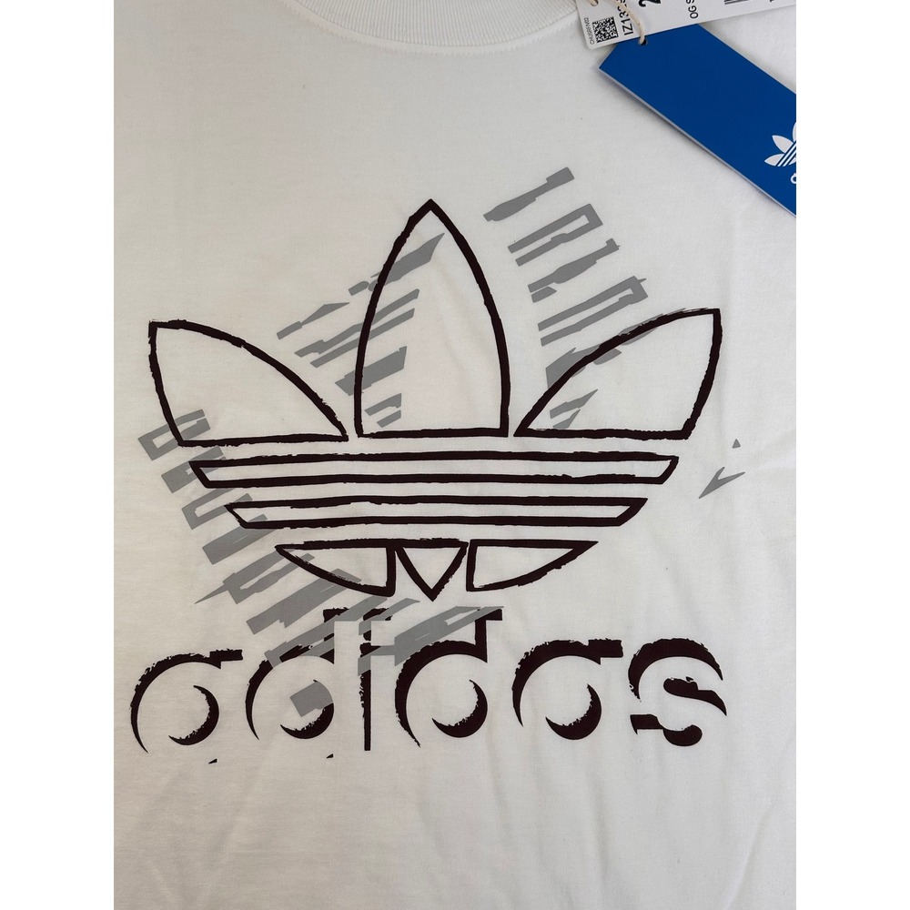 Adidas OG Sketch Trefo Originals White Graphic T-Shirt Mens 2XL New - Picture 1 of 5
